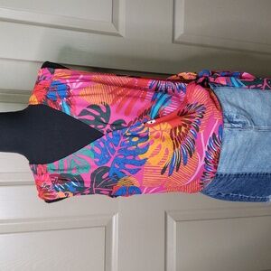 NWT Joie Tropical parrot bird floral surplice bust rap tank sleeveless top large